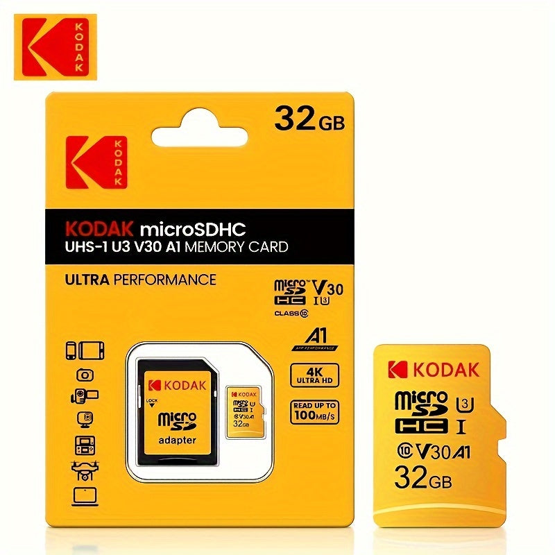 KODAK Карта памяти высокой скорости для видеорегистратора 32г/64г, совместимая с различными устройствами, такими как мобильные телефоны, ПК, камеры и колонки для расширения памяти.