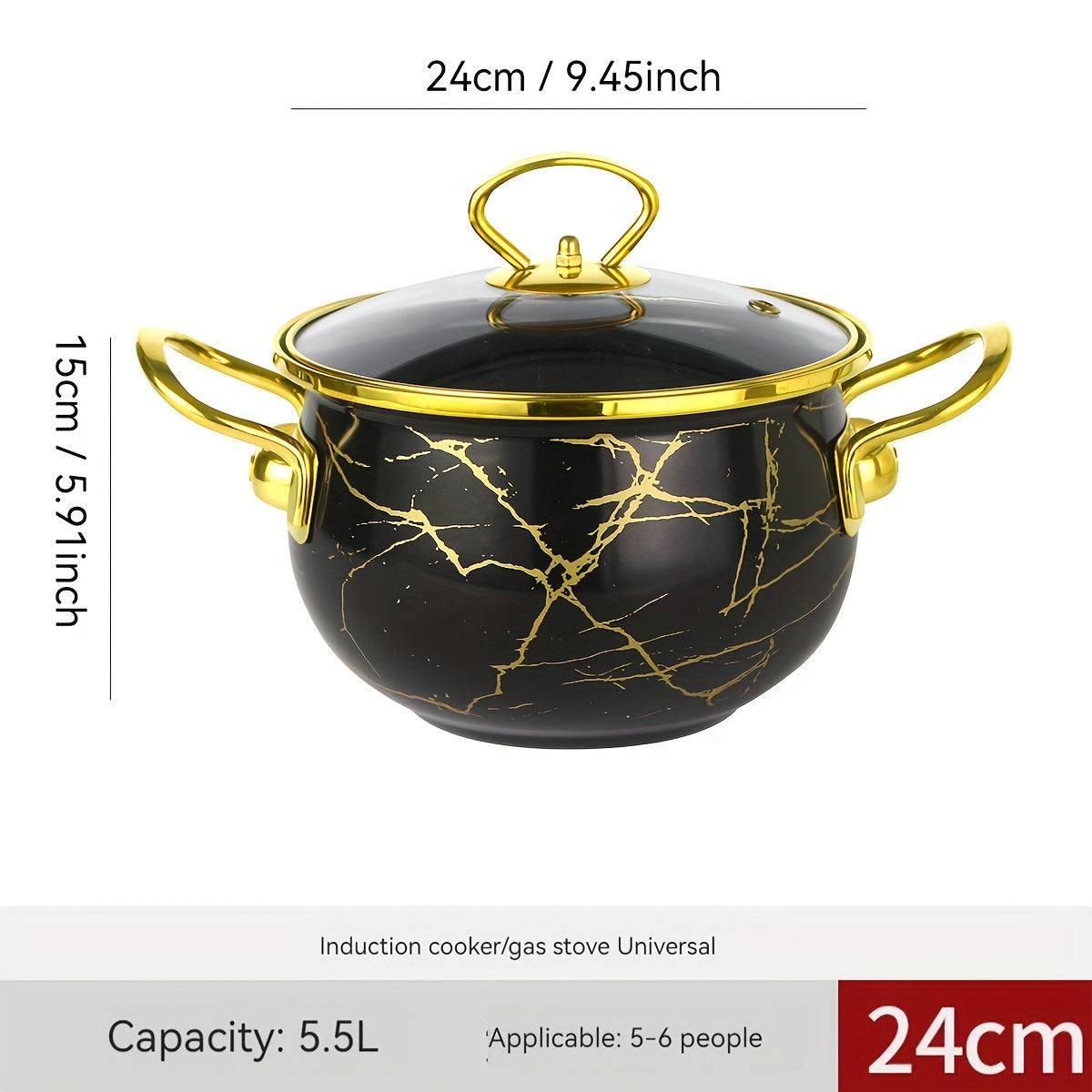 Large capacity stew pot, ideal for holiday soups and stews, seafood rice cooking, and serving at home or in a restaurant. This festive thick enameled pot is compatible with gas stoves and requires no electricity. A versatile addition to any kitchen!