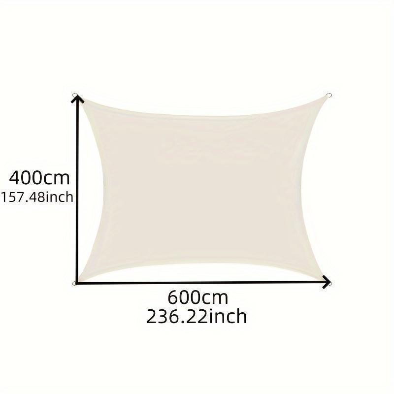 Waterproof rectangular sunshade sail for patio and garden made of durable polyester blend.