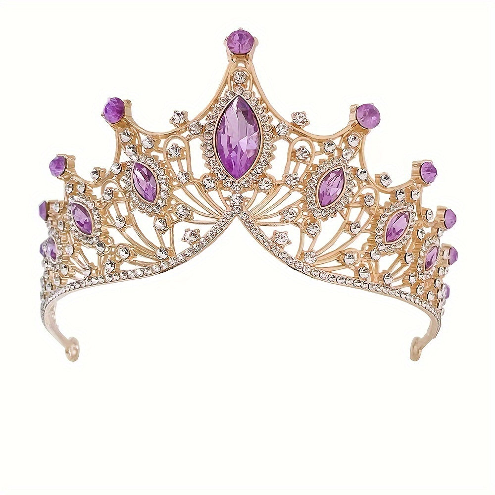 Baroque Style Crown Princess Birthday Crown Wedding Dress Hair Accessories - Crystal, Korean Style - Perfect for an 18th Birthday or Wedding.