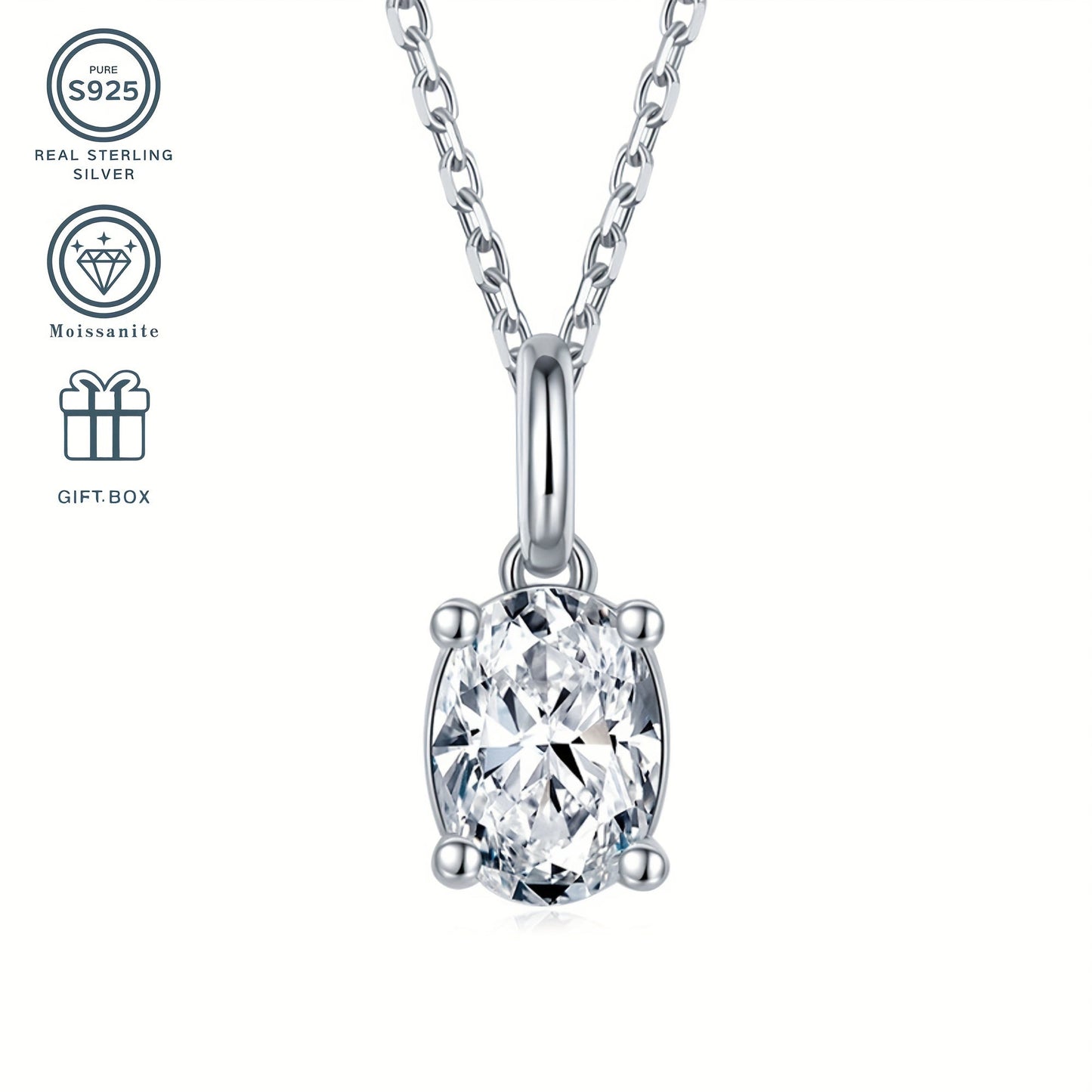 Ajoyib Moissanite Pendant va Quloq Nosh seti S925 Sterling Silver - 1CT Pendant, 0.5CT Quloq Nosh, Gippoallergenik, Har kuni kiyish yoki rasmiy tadbirlar uchun mukammal - Sovg'a qutisida keladi.