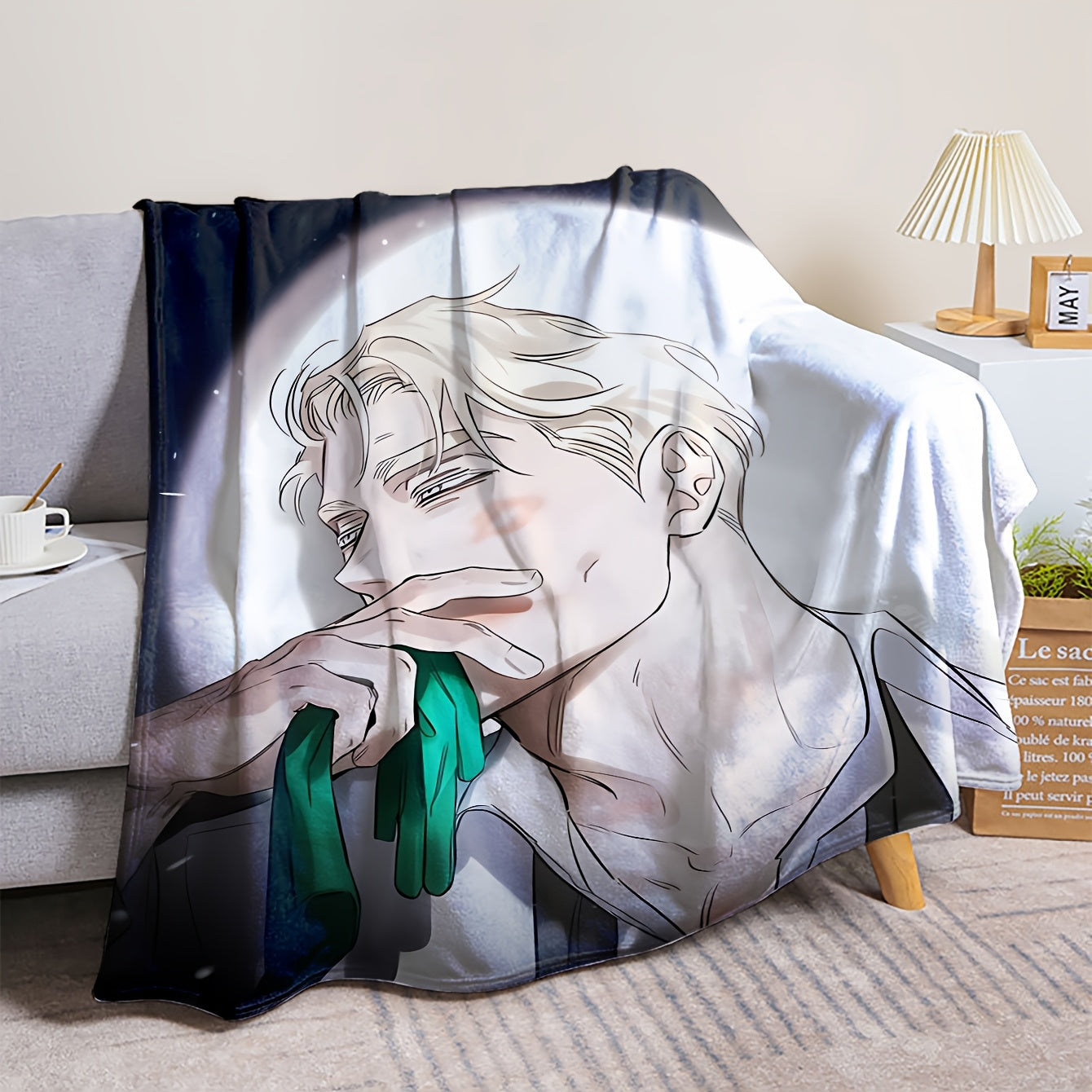 Ultra-soft flannel fleece blanket with a glamorous anime theme. Made from knitted polyester, this multipurpose throw is perfect for all seasons and can be used on the bed, sofa, living room, or game room. It is anti-allergy and features a digital print