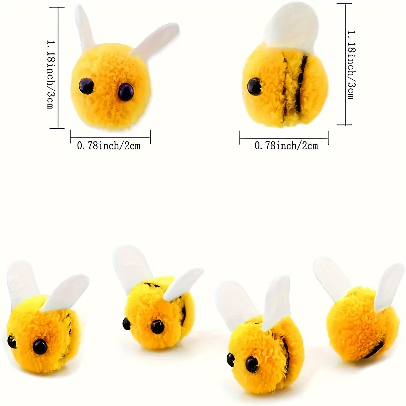 Set of 10 Mini Plush Bee Decorations for Parties and Crafts - Handcrafted from Felt, Suitable for Various Occasions, Eco-Friendly