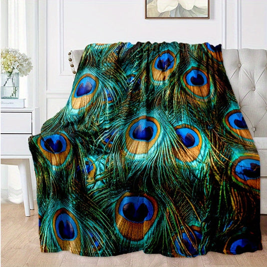 Stay warm and cozy all year round with this luxurious Peacock Feathers Pattern Flannel Blanket. Perfect for traveling or snuggling up at home, this soft and warm blanket is a must-have for all seasons.