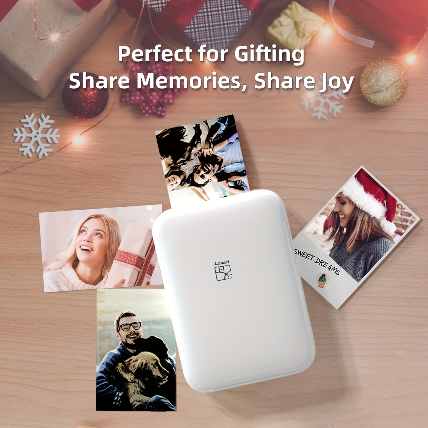 Compact mini HD wireless portable photo printer with mobile phone connectivity, high-quality color restoration, compatible with IOS/Android devices, ZINK printing technology, and easy to