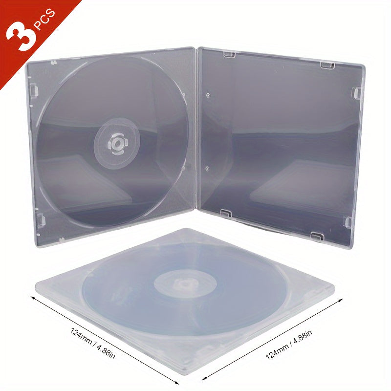 Set of 3 clear plastic CD storage boxes made with unprinted acrylic, strong and long-lasting cubby shelf organizers for CDs, albums, and video game collections. Easy tool-free assembly for showcasing in the living room, made from non-wooden material.