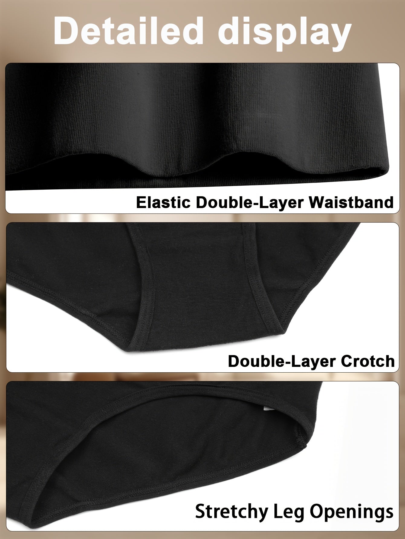 5-pack of molasus Women's High-Waist Briefs in assorted solid colors, breathable and stretchy with full coverage.