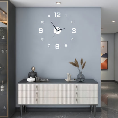 Nordic Style DIY Silent Wall Clock with Self-adhesive Decoration. Simple yet creative acrylic clock for living room or bedroom. Battery not included.