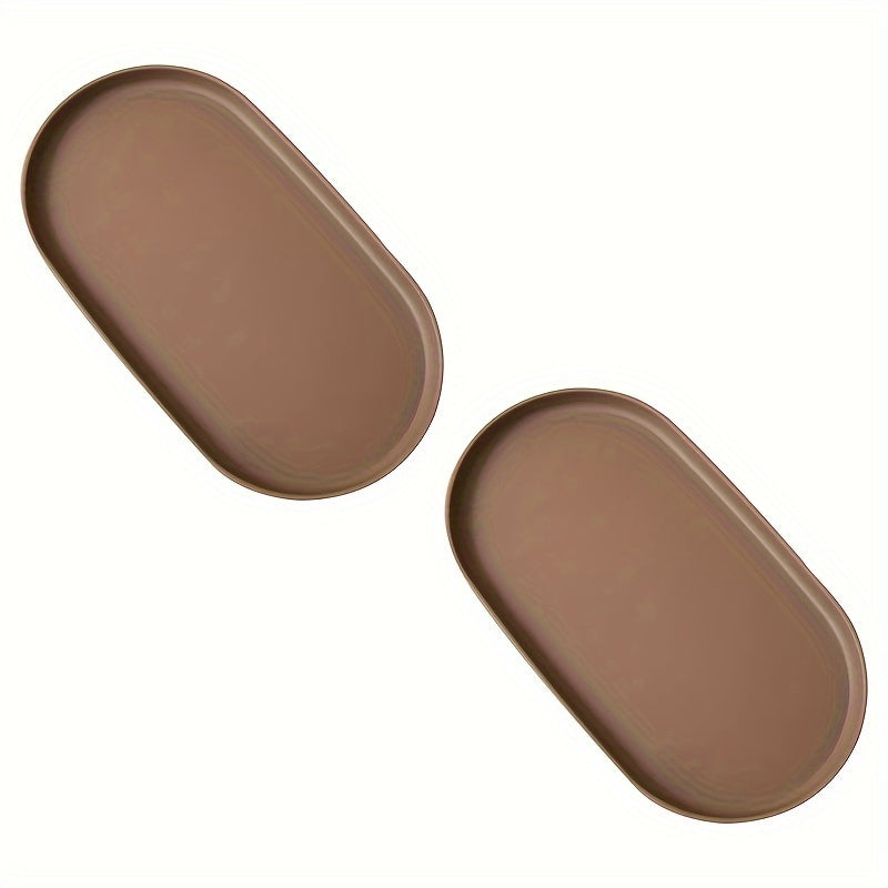 2-piece set of oval PP plastic serving trays for desserts and pastries, ideal for home, restaurants, and cafes.