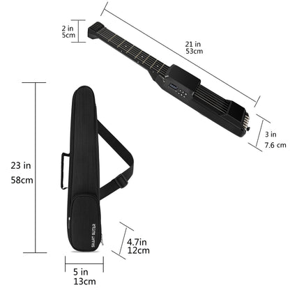 Portable USB Charging Smart Acoustic-Electric Guitar with AI LCD, includes strap and carrying case.