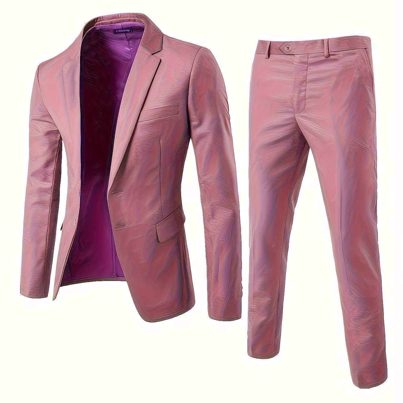 Men's two-piece business suit with intact pockets.