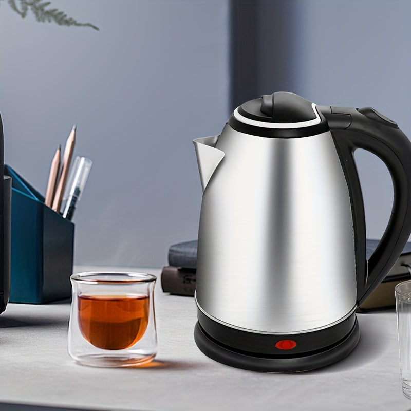 The PANCERKA Electric Kettle 1.8L is a powerful 1500W tea boiler that rapidly heats water using stainless steel construction. Designed with a cool touch handle, this kettle includes safety features such as auto shut-off and boil-dry protection. It also