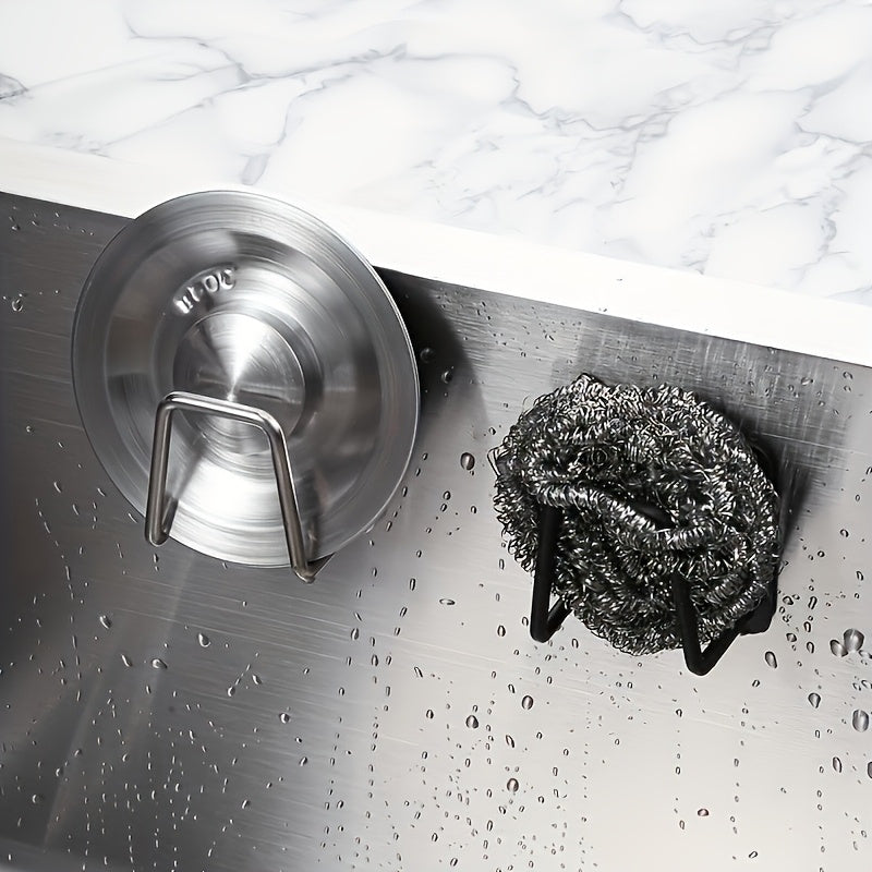 Sponge Holder for Kitchen and Bathroom Walls - Stainless Steel Sink Storage Rack, Easy to Install without Drilling