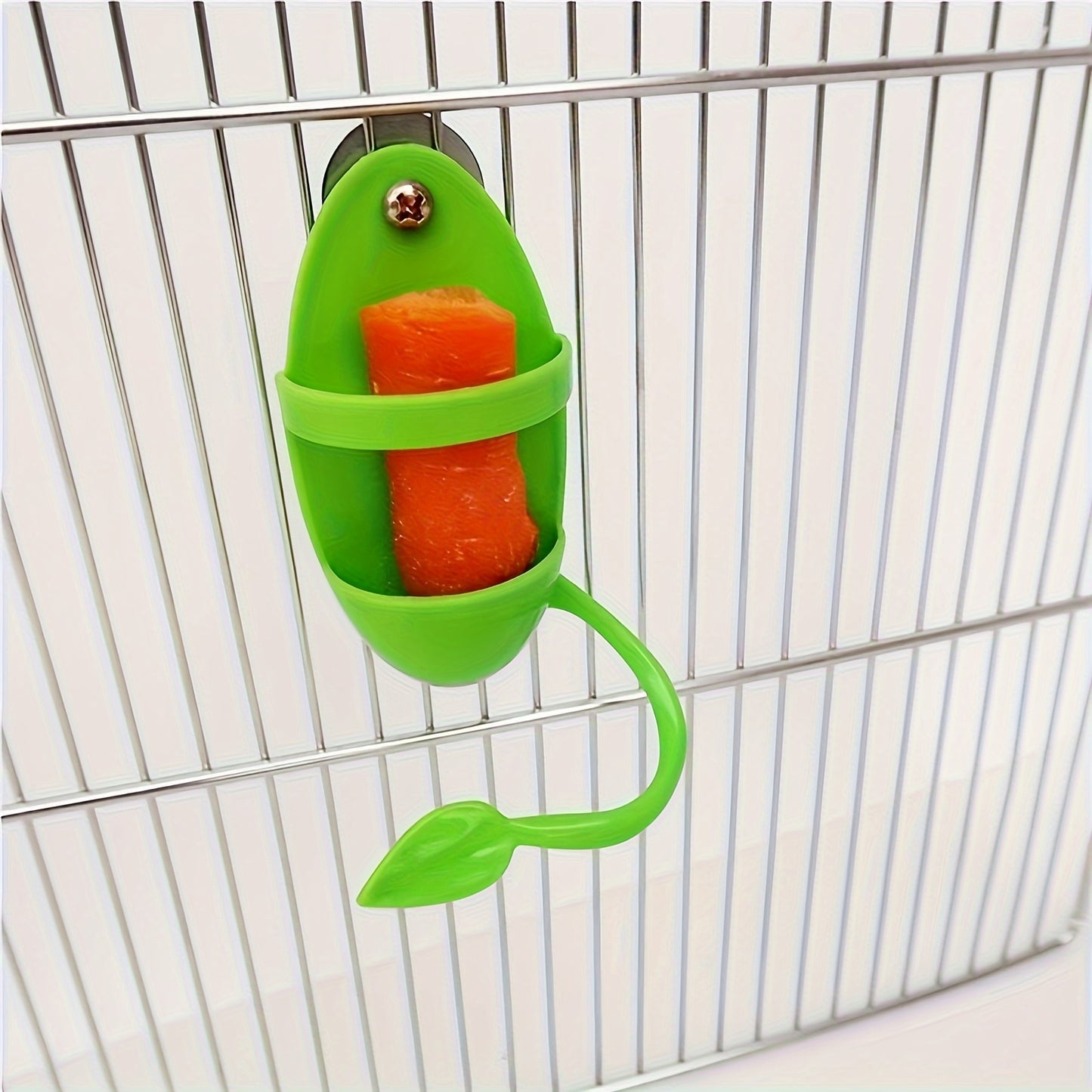 Convenient bird cuttlebone holder for healthy beaks and entertainment in birdcage.