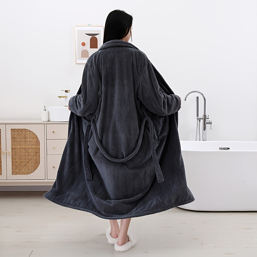 Soft coral velvet bathrobe with quick dry, non-shedding and breathable features, suitable for men and women with modern design.