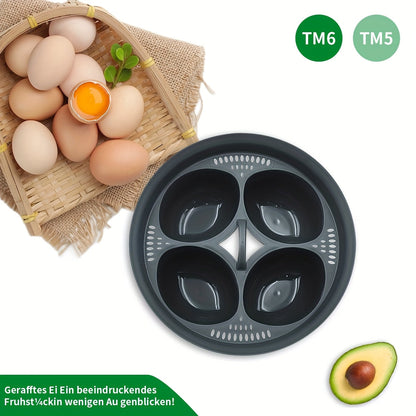 New 4-in-1 Egg Steamer for TM5 & TM6 Models - Made with Food-Grade PP, PFOA-Free, and Dishwasher Safe Material - Perfect for Breakfast, Snacks, and Desserts - Features Multi-Section Design in Sleek Black Color