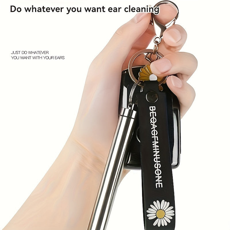 Set of 10 ear spoons for cleaning earwax, includes storage bottle.