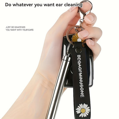 Set of 10 ear spoons for cleaning earwax, includes storage bottle.