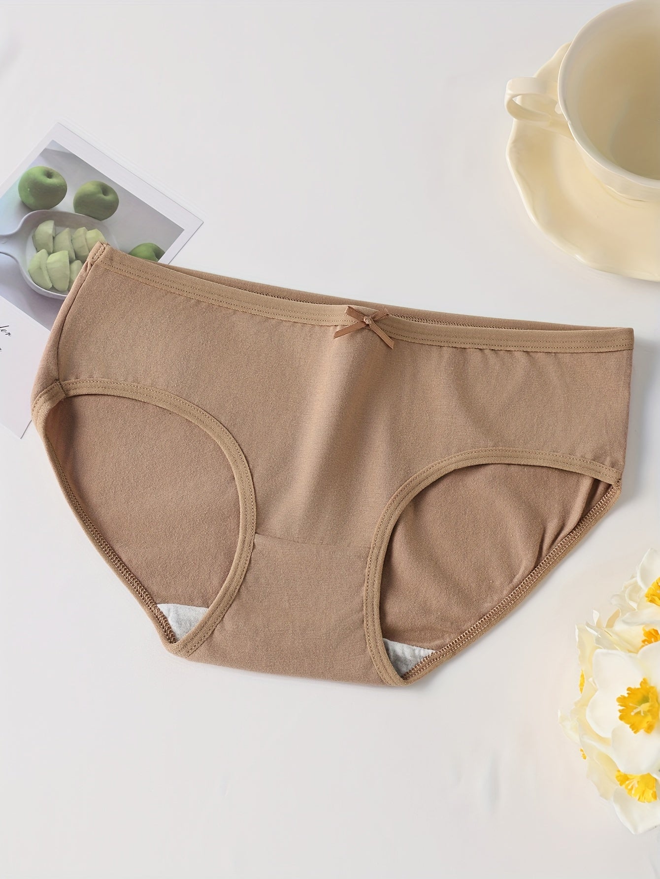 4 Women's Low-Rise Briefs in Dark Tones with Bow Detail - Soft, Stretchy, and Comfortable Everyday Wear.