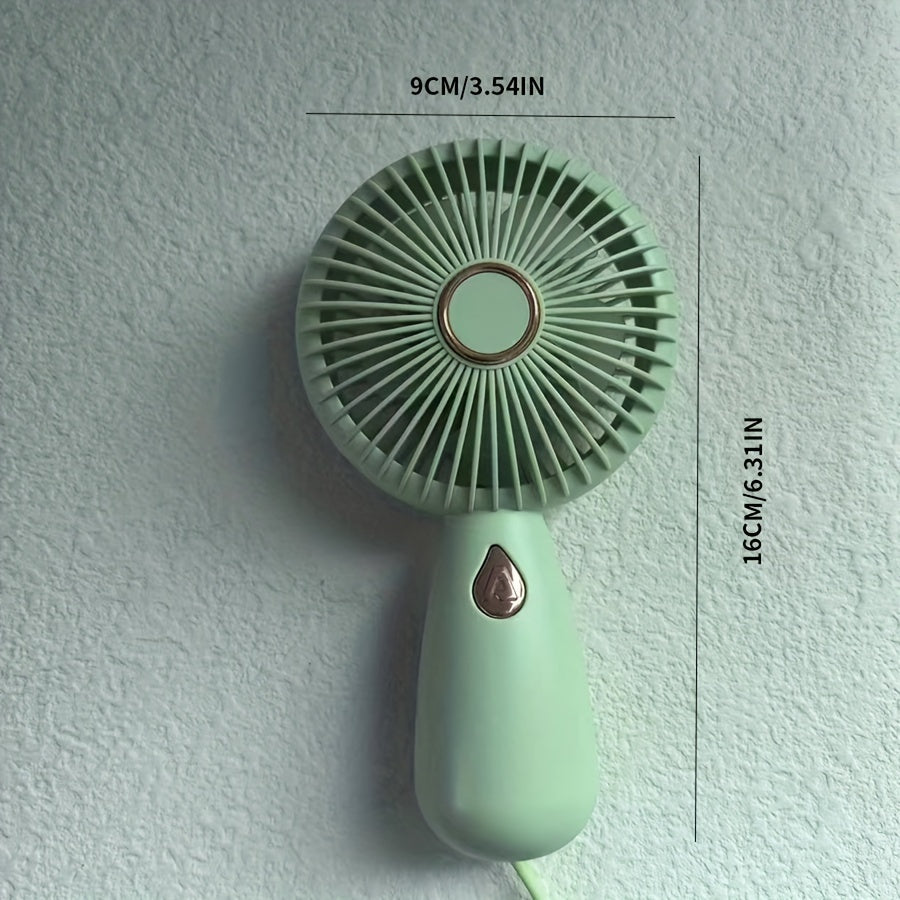 Compact Handheld Mini Fan with LED Lights, USB Rechargeable Quiet Desk Fan, Perfect for Personal Cooling on the Go or at the Office