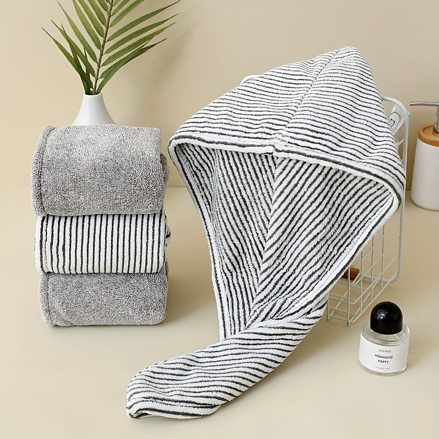 Soft, quick-dry hair towel wrap made with ultra-absorbent bamboo charcoal fiber.