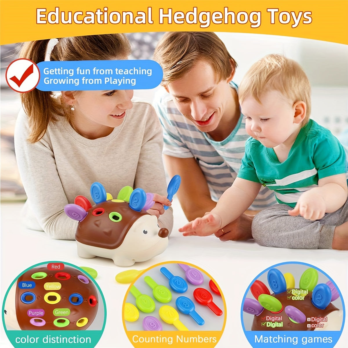 Colorful Plastic Hedgehog Toys for Kids - Promoting Fine Motor Skill Development, Ideal Preschool Gifts for Both Boys and Girls, Non-Battery Operated