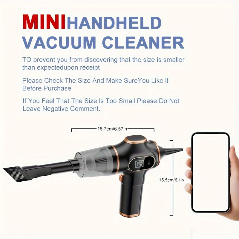 BELIBUY Cordless Handheld Vacuum Cleaner features high power USB rechargeability, extended battery life, and a multi-function design for versatile cleaning in both the home and car. Ideal for removing pet hair, dust, and debris, this vacuum includes an