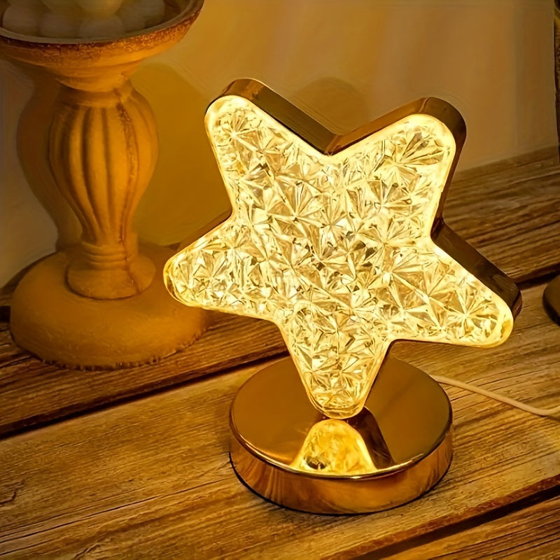 Modern night light with starry moon design, USB powered high-quality decorative bedside lamp.