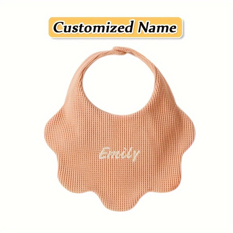 3 Packs of Pure Cotton Baby Bibs with Customized Name, Soft and Breathable, Highly Absorbent, Adjustable Snaps, Ideal Birth or Holiday Gift