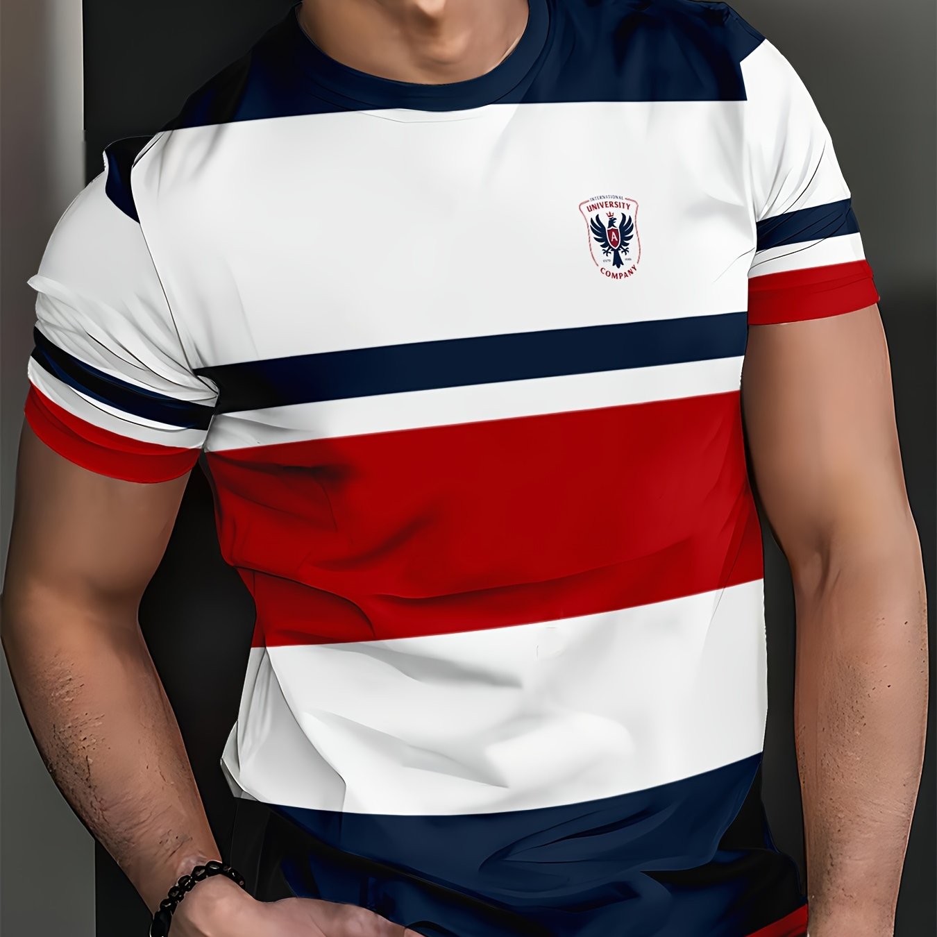 Men's summer outdoor clothing: Color block eagle graphic tee