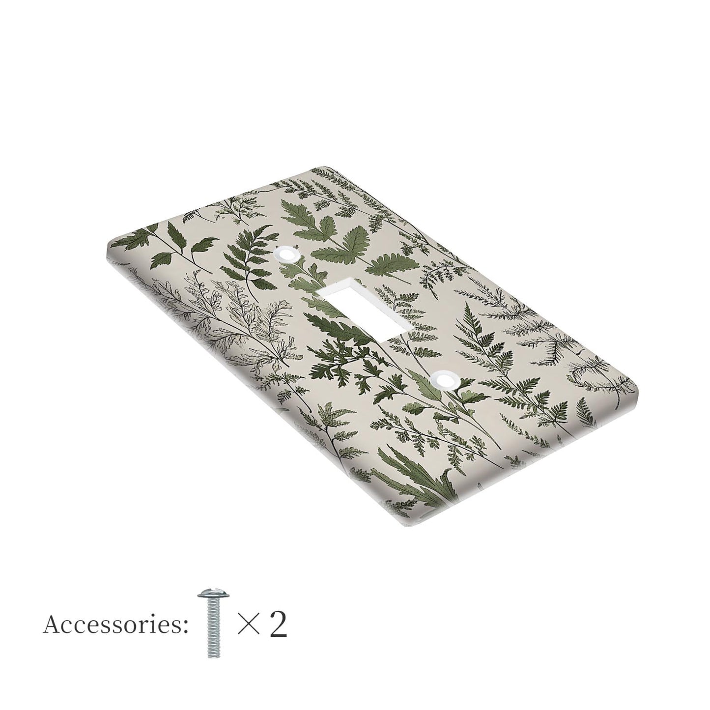 1 Sage Leaf Pattern Decorative Wallplate, 1-Gang/2-Gang Outlet Cover, No Electricity Needed, Easy to Clean, Versatile Switch Plate for Bedroom, Kitchen, Office - 1 Pack.