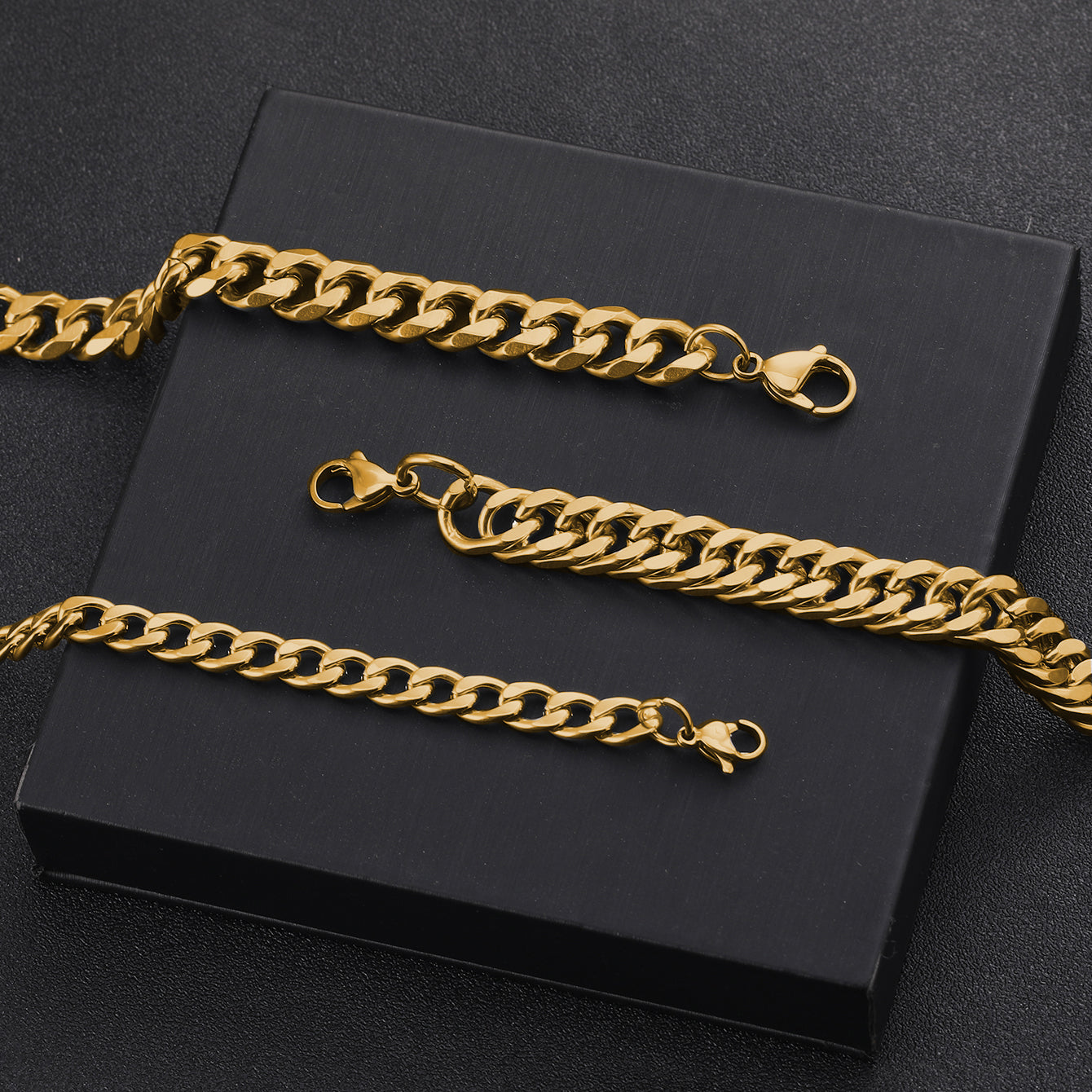 Three stainless steel chain bracelets for men