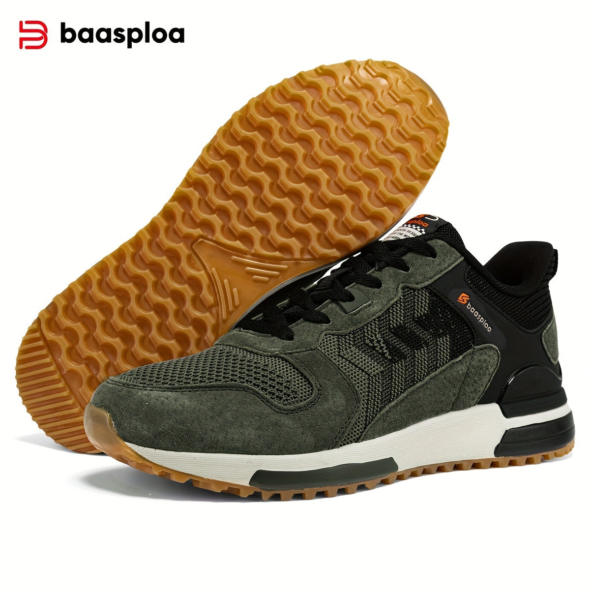 Baasploa Men's Vintage Sneakers for Outdoor Activities, Comfy and Non Slip