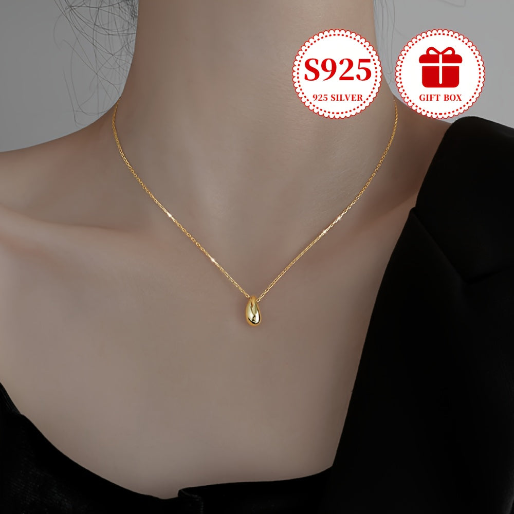 Stunning Teardrop Pendant Necklace for Women in 18K Gold Plated 925 Sterling Silver, Hypoallergenic and Minimalist Design, Stylish Clavicle Chain, Ideal for Everyday Wear, Great Valentine's Day Gift, Comes with Anti-Tarnish Box - Available in White Gold