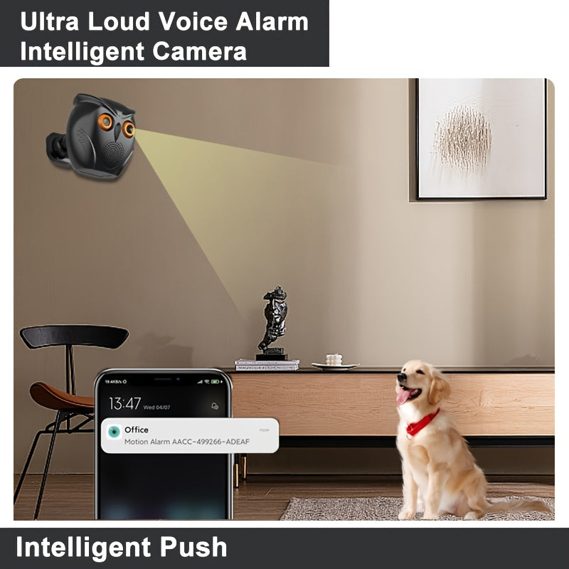 Get the 1pc Owl-Shaped WiFi Security Camera for indoor monitoring. This smart camera features night vision, 1080p HD resolution, and is USB powered. It is also compatible with smartphones, easy to install, and does not require batteries.