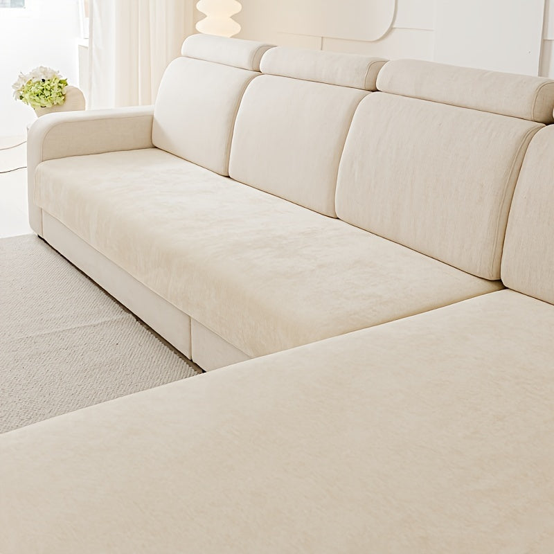 Chenille sofa protection pad set - pet-friendly, non-slip, scratch-resistant - machine washable polyester covers for various sofa sizes.