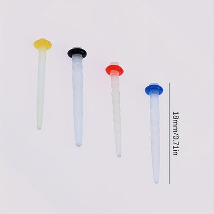 50pcs Quartz Fiberglass Rods with Smooth Matte Finish, Transparent with Blue & Yellow Threaded Ends for Industrial Use.