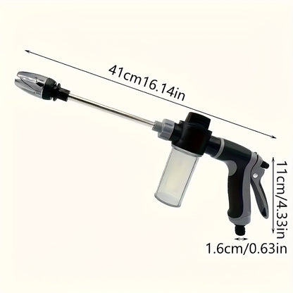 Мощный пистолет для мойки высокого давления с универсальным соединителем, пластиковая насадка для садового шланга с металлической удлинительной трубкой и резиновой ручкой - идеально подходит для мойки дома и автомобиля.