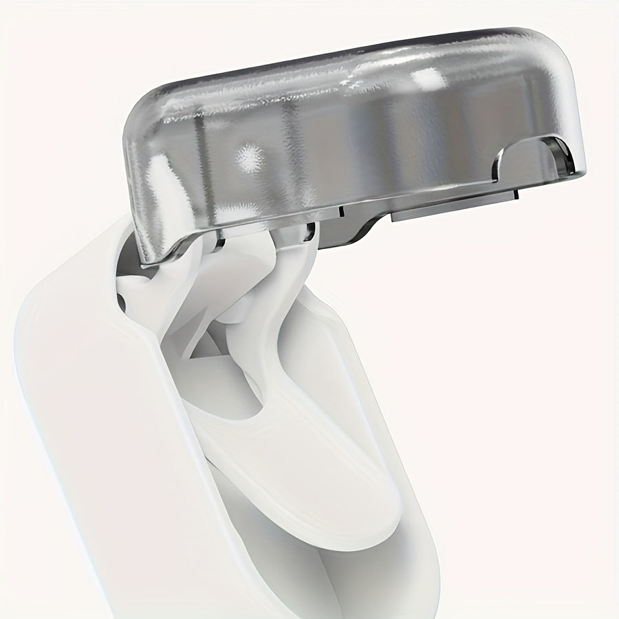 Wall-mounted toothbrush holder with cover, suitable for bathroom storage and decoration.