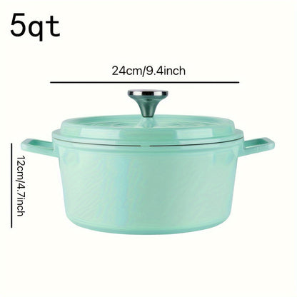 [Highly-Rated Option] Spacious Enamel Dutch Oven - Durable Non-Stick Aluminum Cookware Set, Versatile Casserole Stew Pot for the Kitchen