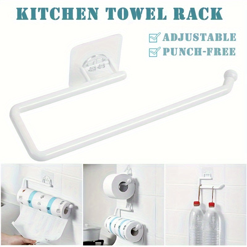 Easy to install without drilling, this stylish black metal paper towel holder mounts easily on the wall. It's perfect for storing paper towels, plastic wrap, and garbage bags in your kitchen or bathroom. Bring a modern touch to your kitchen decor with