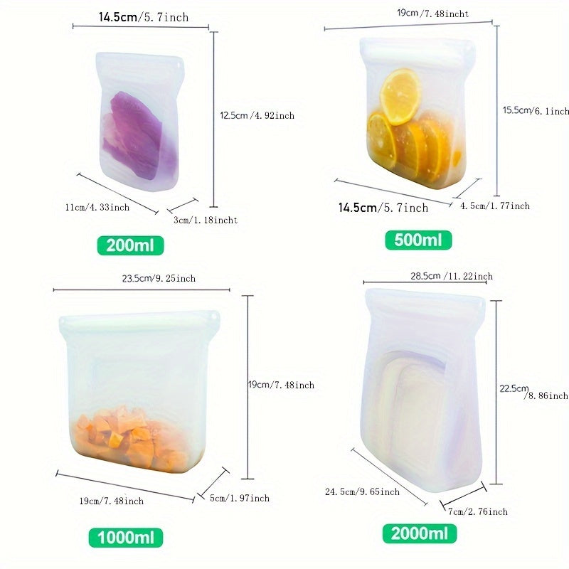 Seal in Freshness with FreshStorage Bag: A Leak-proof, Food-grade Silicone Self-sealing Bag for Microwave and Refrigerator Storage, Ideal for Recycling.