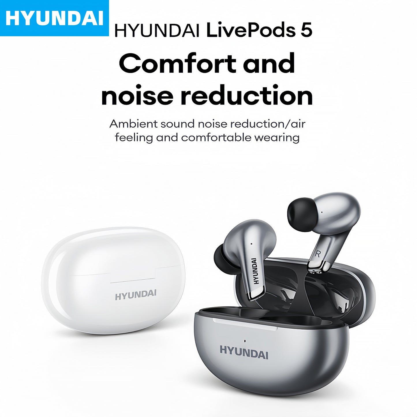 Hyundai LP12.7 cm-Ear Earphones - Surround sound with noise reduction for sports music.