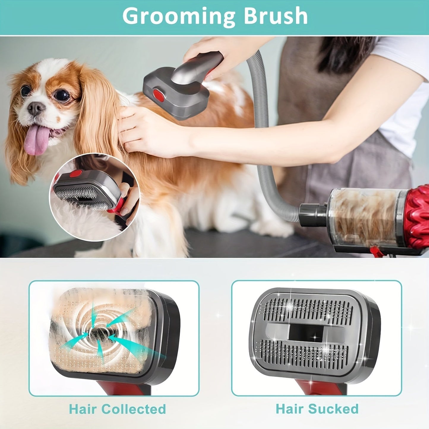 Pet grooming brush head designed for use with V7, V8, V10, V11, and V15 vacuums. This plastic dusting brush attachment kit is perfect for grooming cats and dogs. Please note, this brush head is not compatible with V10 Slim vacuums.