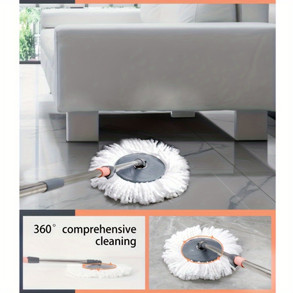 EasyWring Spin Mop & Bucket System includes 1 set with 3 reusable microfiber pads. The hands-free system features a stainless steel handle, making it ideal for hardwood, tile, and laminate floors. It can be used for both wet and dry cleaning, dust