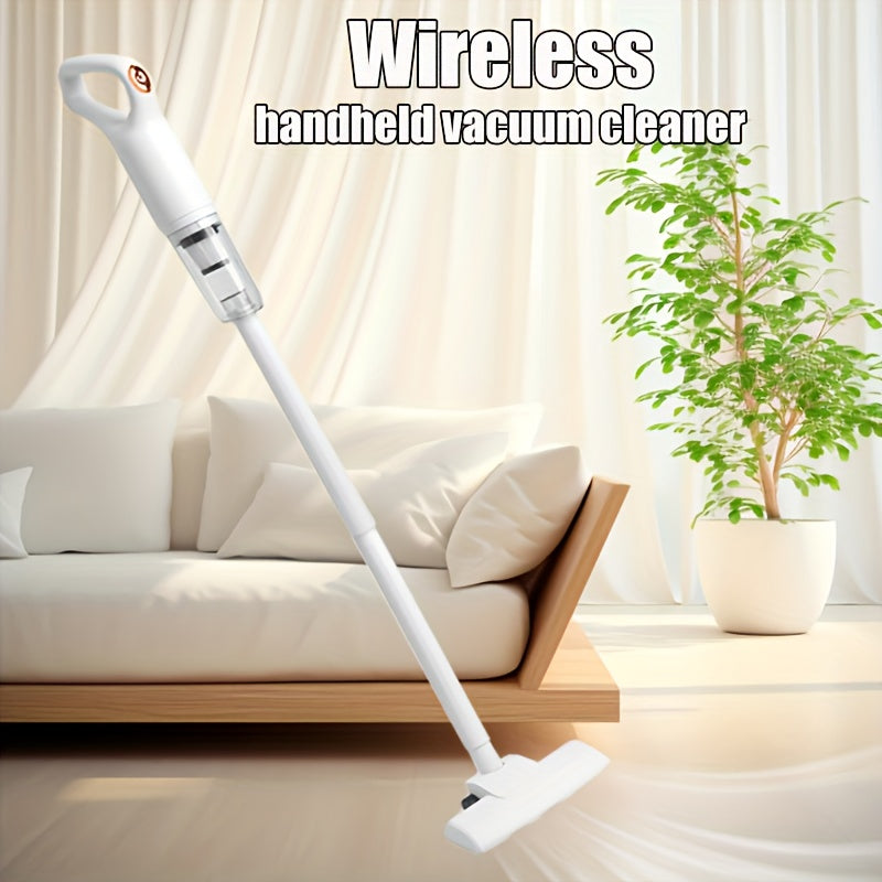 Portable wireless vacuum cleaner with high-suction power, suitable for both wet and dry cleaning in homes and cars. Comes with a 2000mAh lithium battery for convenience.