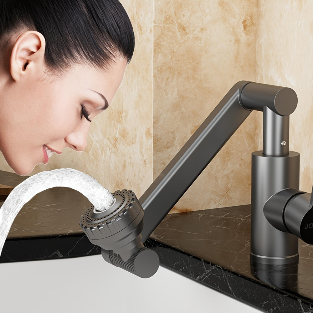 Luxury RV bathroom faucet set with durable ABS construction, mixer for hot & cold water, deck mount, silver finish, easy installation, and water-saving design.