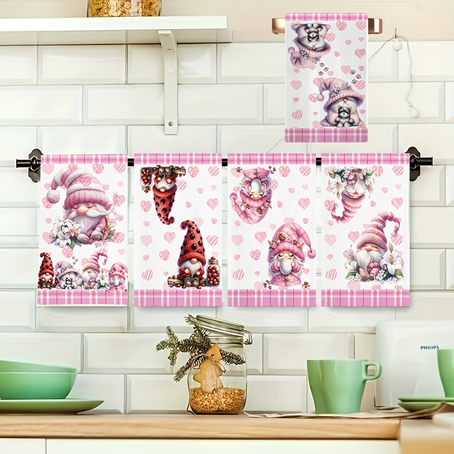 Festive 5-piece towel set for Christmas & Valentine's Day, featuring snowflake & heart designs. Made of high absorbency microfiber, ideal for kitchen & bathroom holiday decor.