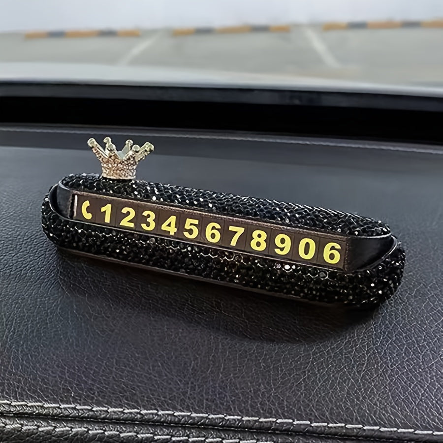 New Style Imitation Diamond Car Temporary Parking Plate for Women with included Phone Number.