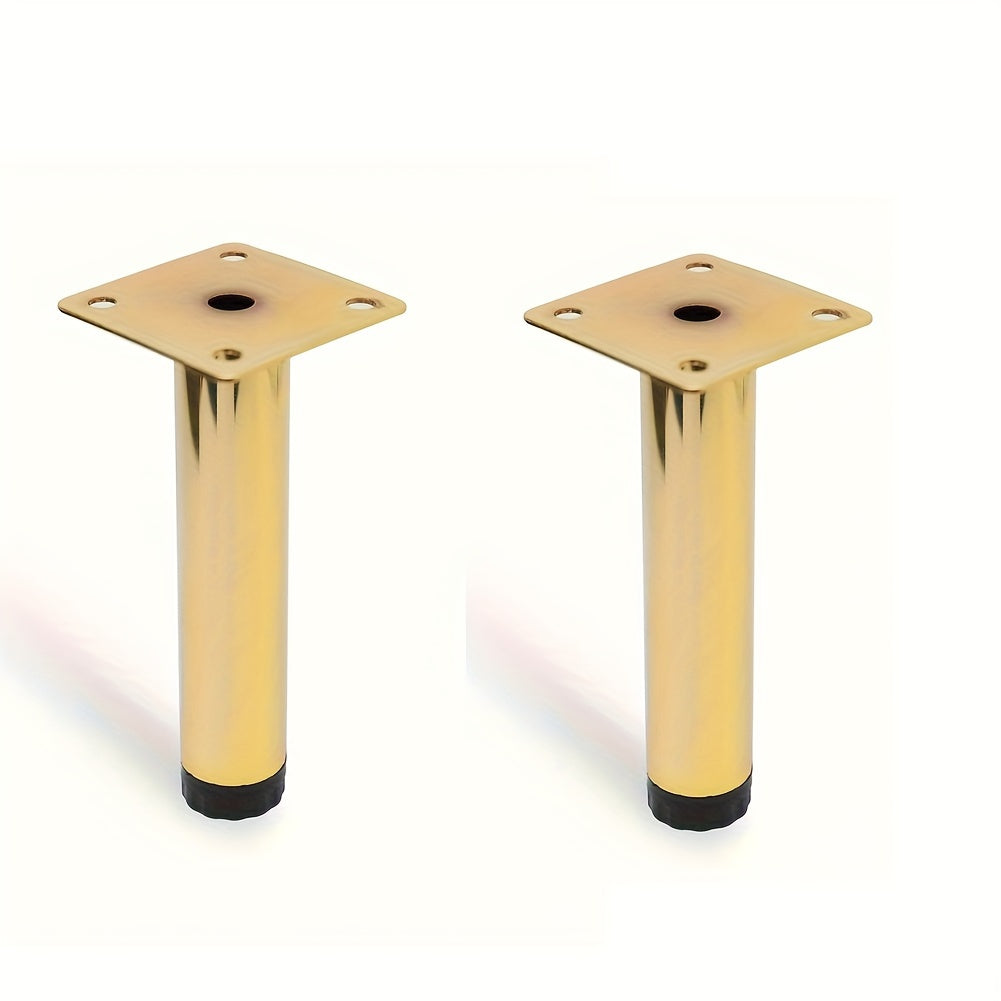 Golden adjustable steel furniture legs - 1 piece, ideal for sofas, TV stands, and coffee tables.